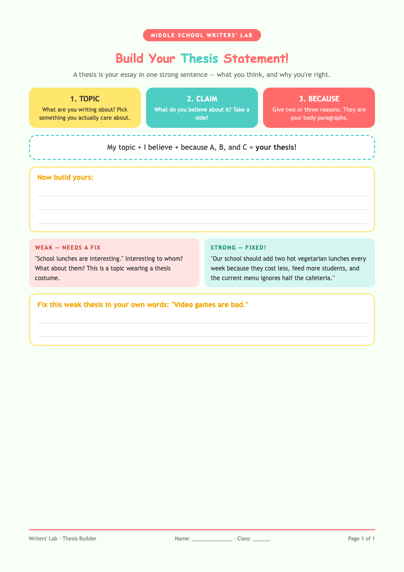 Playful Colorful Thesis Statement